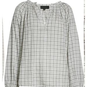 Nili Lotan Brooke Check Cotton Top